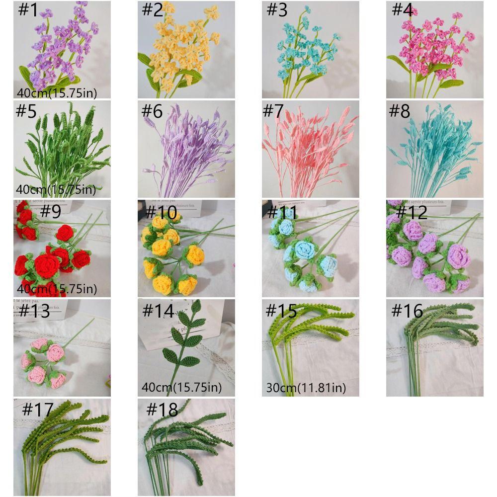 Готовый букет роз ручной вязки из самодельных плетеных растений ветка подарок на день рождения