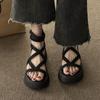 Women Sandals Summer Thick Soles Woven Versatile Back Zippered Casual Street Style