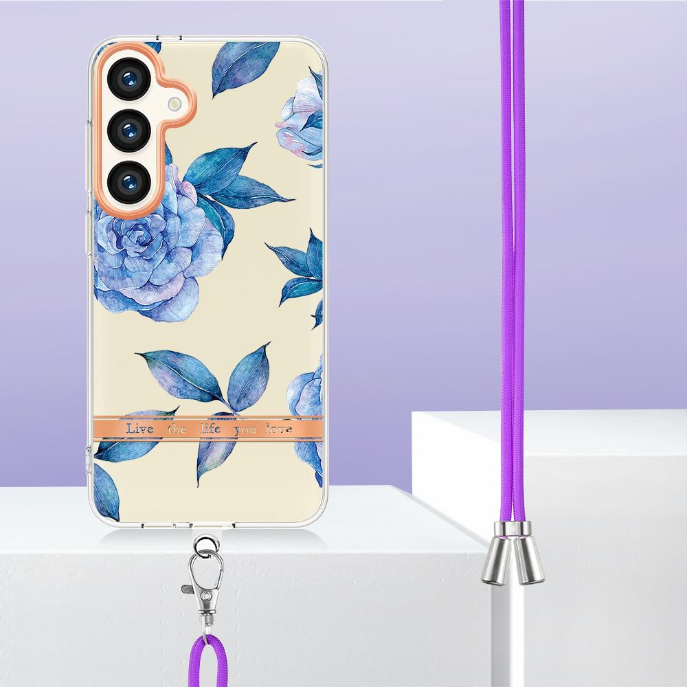 Ремешок со съемной пряжкой в ​​виде синего цветка, кольцо против падения или прозрачный чехол с гладким дизайном для Samsung iPhone Xiaomi Redmi Oppo Moto Nokia...