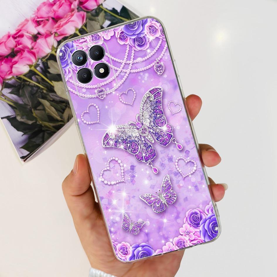 Чехол для Realme 8i RMX3151 Силиконовый чехол Модный Цветок Прозрачный Мягкий Прозрачный Чехол для телефона Для Realme 8i 4G Realme8i Ударопрочный Fundas