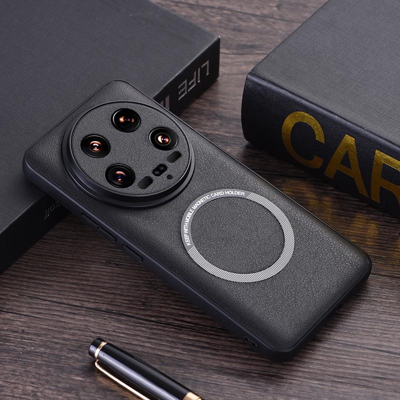Чехол Magsafe из искусственной кожи для Xiaomi 14, ультрамагнитный противоударный чехол с беспроводной зарядкой для Xiaomi 14, 14Pro, 14Ultra