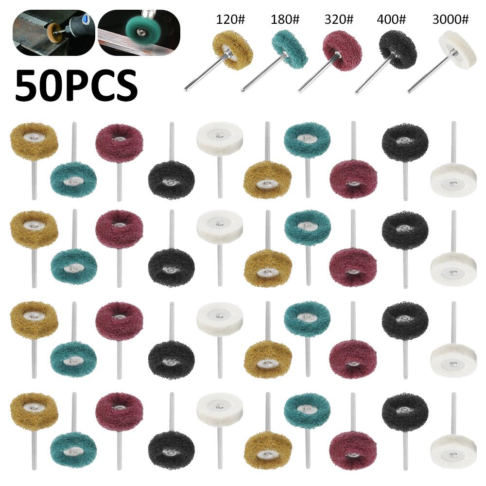 100pcs Mini Drill Bit Nylon Abrasive Brush Buffing Wheel Rotary Tools Dremel Rotary Hand Tool Accessories Set Rust Remover