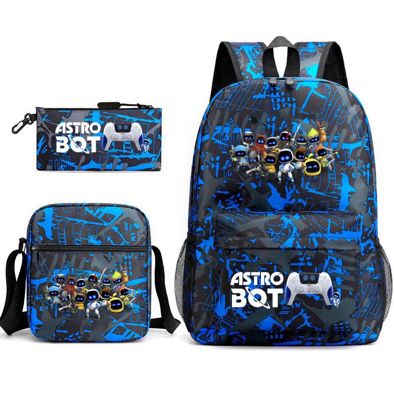 Teen Schoolbag, Universe Robot, Primary School Student Starry Sky Personality Heat Transfer Backpack Three-piece Set