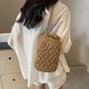 Summer New Fashionable Trendy Women's Bag High Quality Grass Woven Tote Bag Bucket Shape Drawstring Handbags