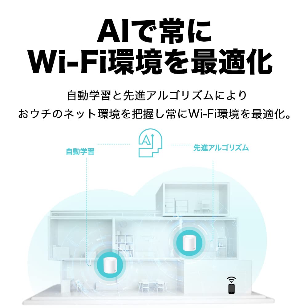 Wi-Fi роутер TP-Link, беспроводная локальная сеть, Wi-Fi 6, 2402 + 574 Мбит/с, HE160, Mesh Wi-Fi система, совместимость с Matter, 3-летняя гарантия, Deco X50/A, 2 шт.