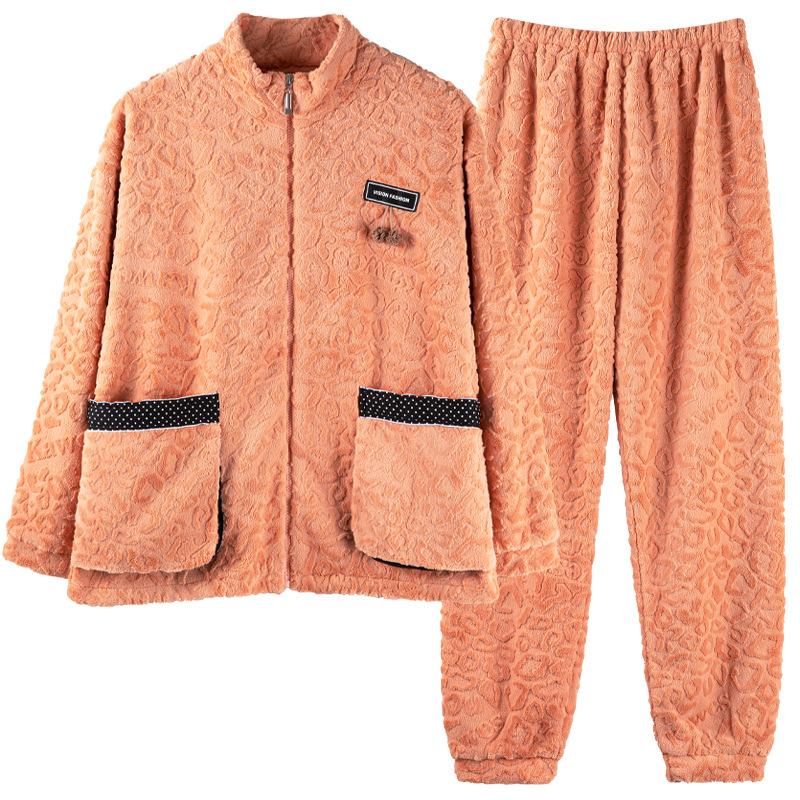Пижама женская зимняя коралловый флис утолщенный флис осень и зима фланель зимняя термо домашняя одежда