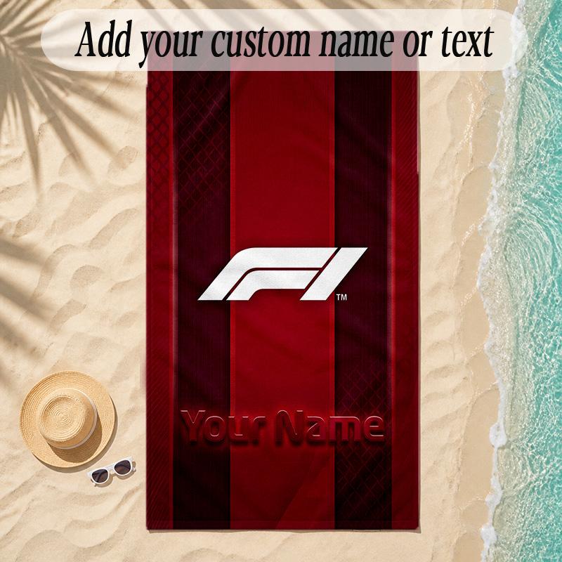 Beach TowelF1 Custom Name Text Personalized Soft Towel for Beach Pool Indoor Home Decor Gift