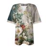 Women's Top Loose Casual V-Neck Lace Sleeve T-Shirt Short Sleeve Floral Print Top