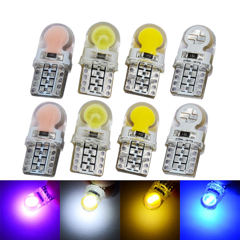 10X Auto T10 Led Cold White Blue Pink 194 W5W LED 168 COB Silica Car Super Bright Turn Side License Plate Light Lamp Bulb DC 12V