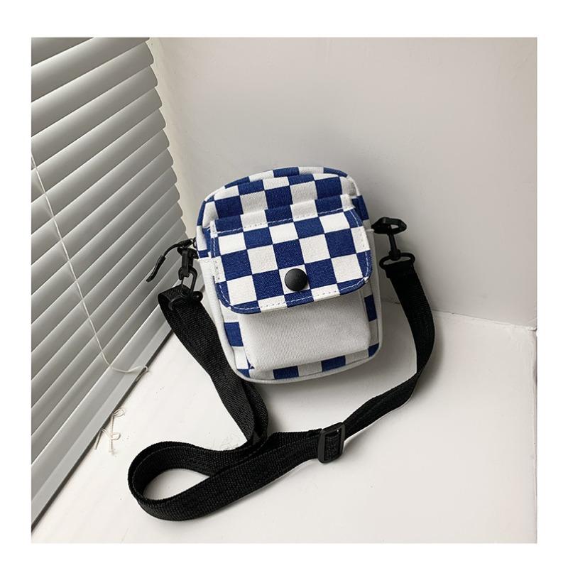 Клетчатая одноплечевая холщовая маленькая женская сумка Harajuku Girl Soft Sister Trend Crossbody Bag
