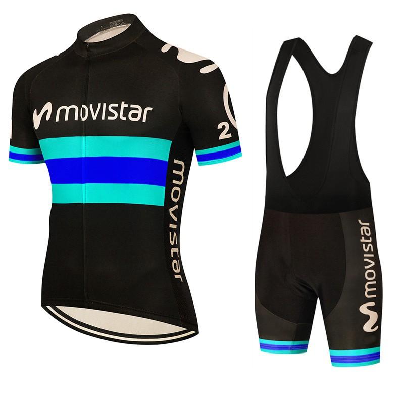 Mens Cycling Jersey Bib Shorts Set 2026 Movistar Team Breathable Riding Kit Road Bike