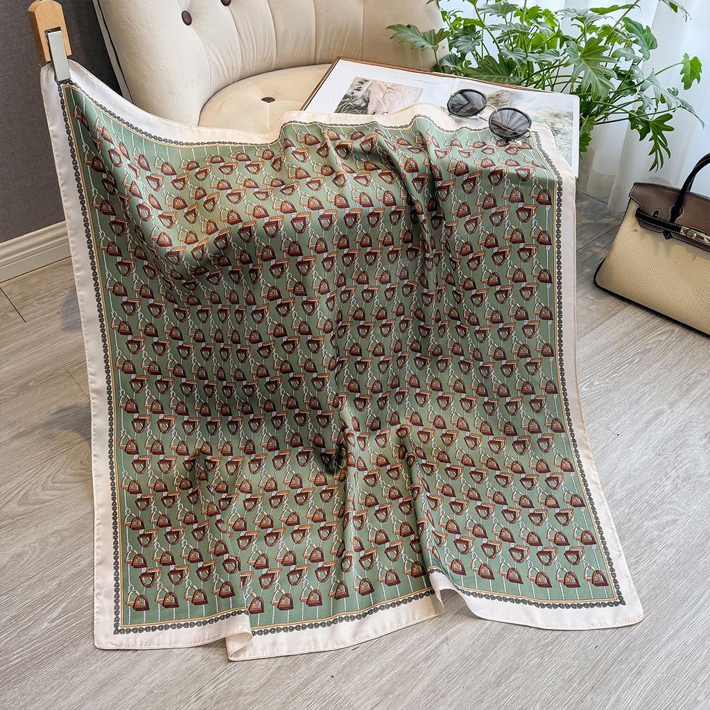 Spring And Autumn Fashion Versatile Large Square Scarf 90Cm Scarf Simulation Silk Shawl Women'S Satin Headscarf