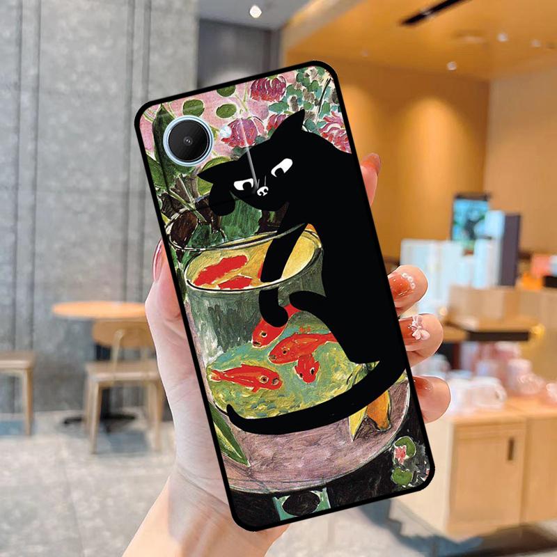Милый чехол с изображением черного кота для Realme C55 C33 C31 C35 C30 C11 C15 C25s C21Y GT Neo 5 3T 2T 8 9 10 11 Pro Plus