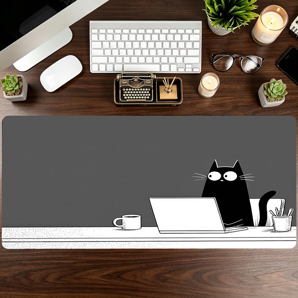 Cute Cats Work Mouse Pad Large Computer Office Game Table Mat Rubber AntiSlip Stitched Edge Keyboard Mats 90x40 Xxl Desk Pads