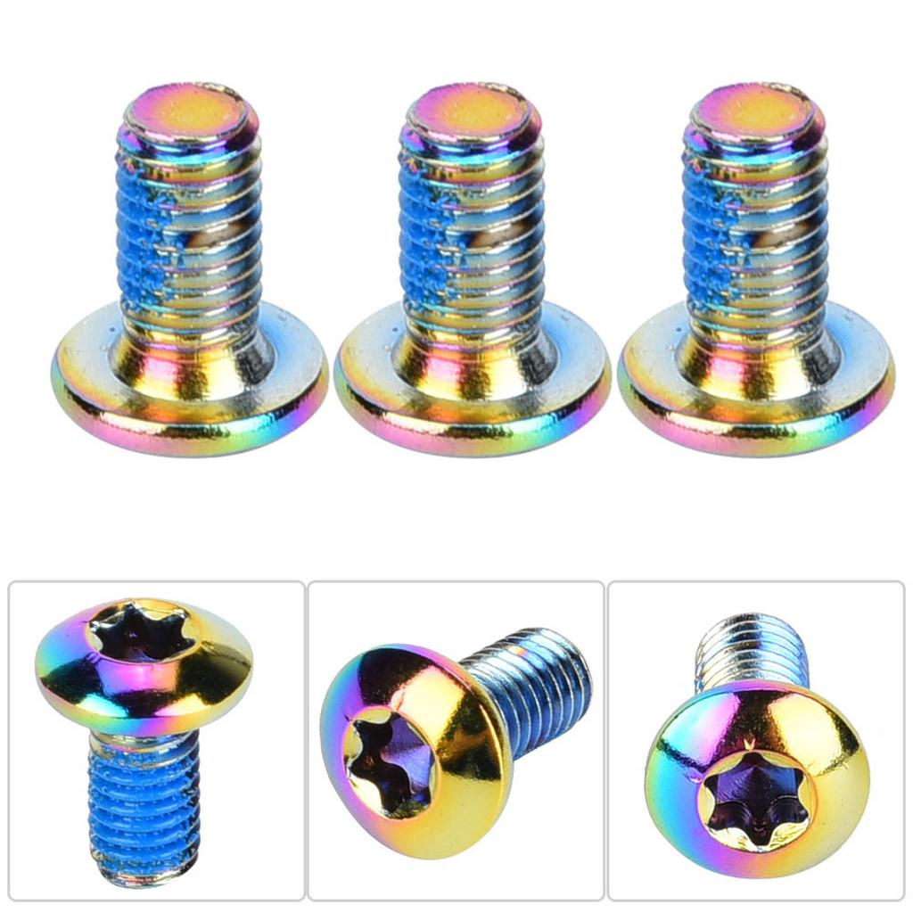 12PCS Heavy Duty Steel Bike Bicycle Disc Brake Rotor T25 Screws Cycling Accessory Colorful