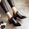 Fashion Customized Big Size 34-42-43 Rivets Chelsea Boots Leather Short Ankle Boots Women Zipper Studded Winter Snow Booties Motorcycle