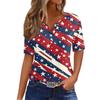 Women's T Shirt Independence Day Print Button Short Sleeve Daily Weekend Fashion Basic V- Neck Regular Top