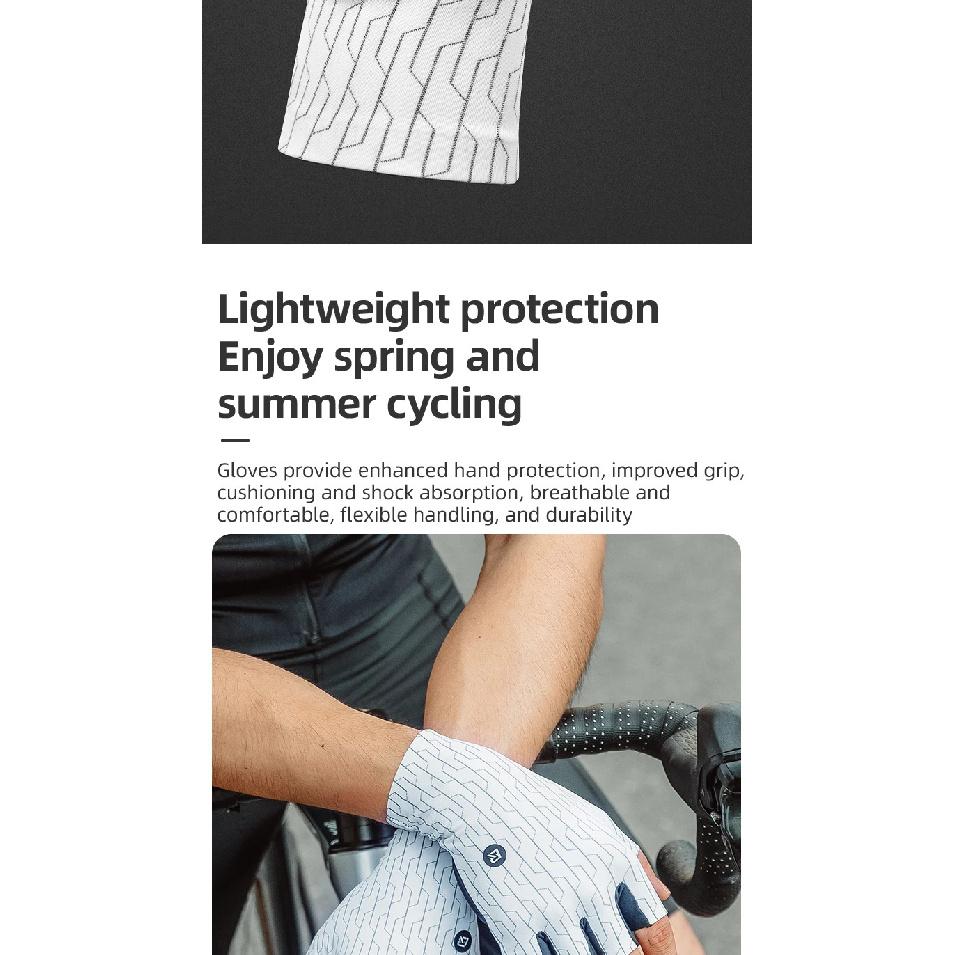 ROCKBROS Cycling Gloves Half Finger Breathable MTB Road Bike Gloves Shock Absorption Thickened Palm Pad Anti-slip Bicycle Gloves
