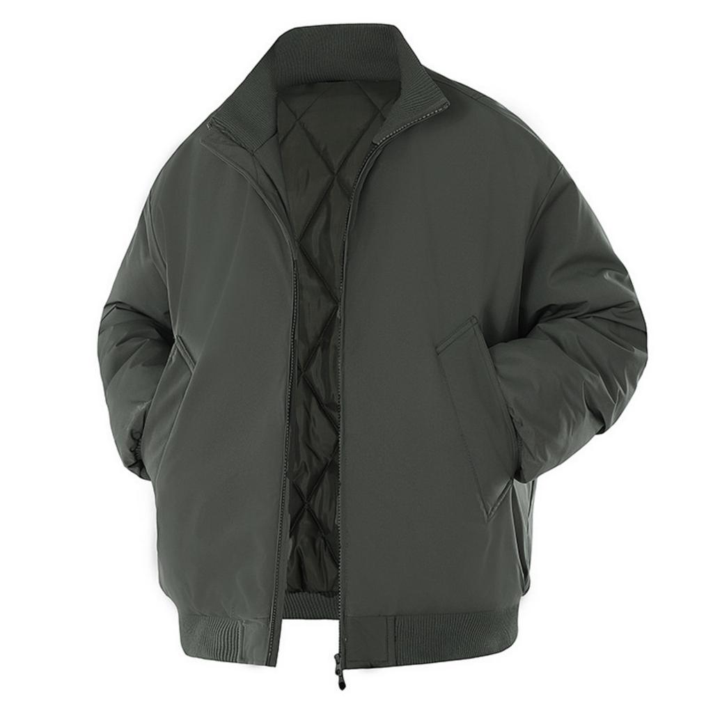Мужская повседневная однотонная куртка с воротником-стойкой, водонепроницаемая и ветрозащитная, на хлопковой подкладке, мужская теплая куртка в стиле ретро на хлопковой подкладке