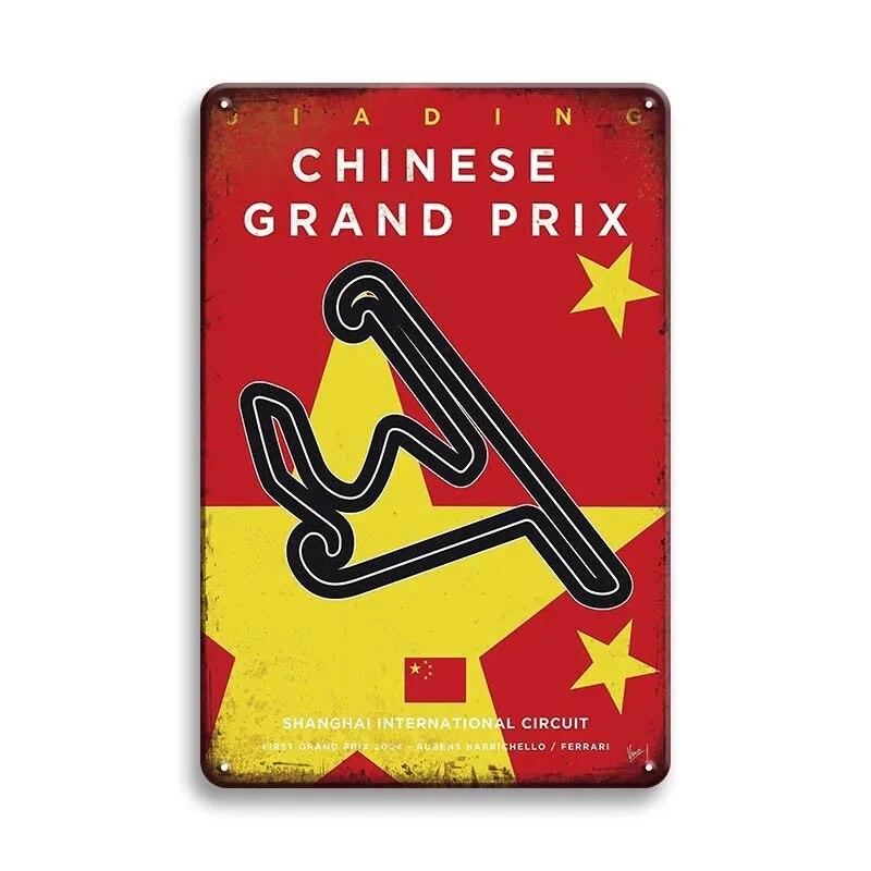 Металлический Плакат Гоночный Трек F1 Конкуренция Винтаж Оловянный Знак Ретро Железная Пластина Бар Клуб Человек Пещера Домашнее Украшение Стены Художественные Наклейки