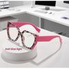 Fashionable And Personalized Large Frame Women'S Flat Light Glasses Retro Neutral Leopard Print Anti Blue Light Glasses