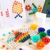 Rainbow Clip Beads Family Interactive Wooden Puzzle Toy For Early Learning