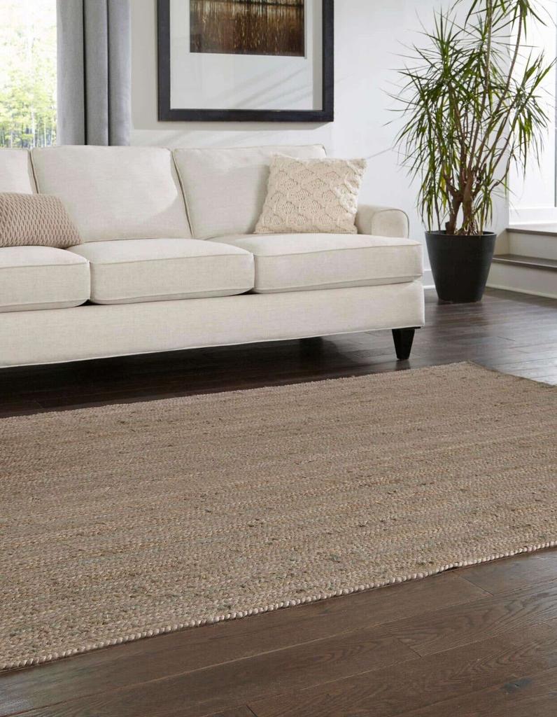 Rug Runner 100% Natural Jute Braided Handmade Carpet Modern Rustic Look Area Rug