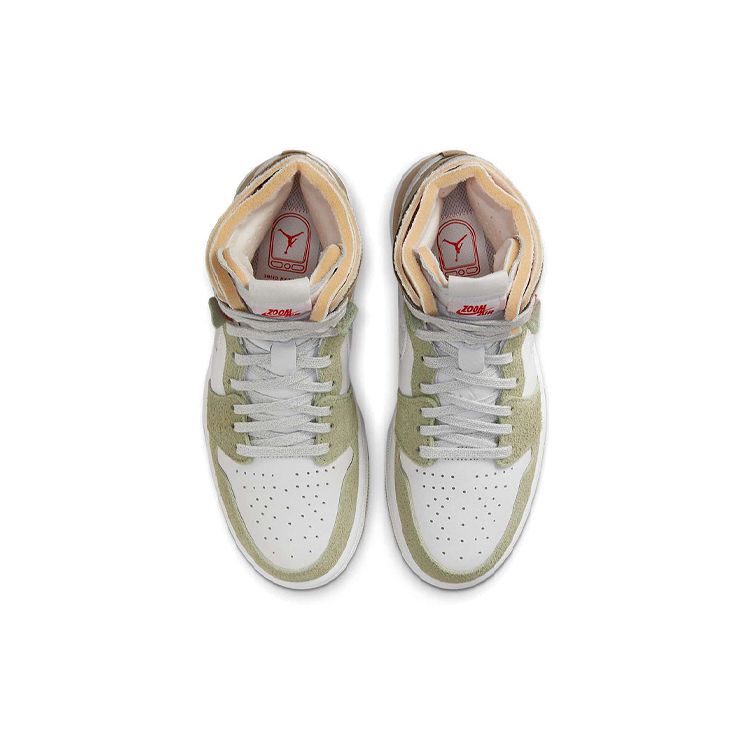 Air Jordan 1 High Zoom Comfort Olive Aura Женские кроссовки Белый Хаки Серо-Хезер CT0979-102