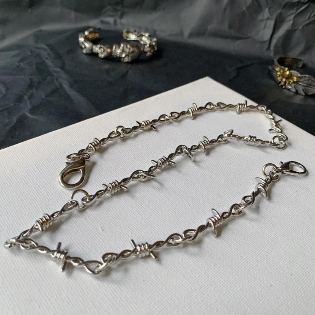 1pcs Chain Necklace Pants Waist Punk Chain Pants Men's Jewelry Barbed Wire Jeans Silver Necklace Men's and Women's Necklace Pants Chain Body Chain
