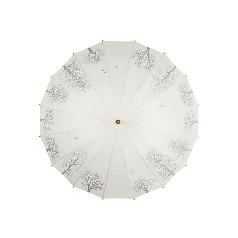 Зонт с деревянной ручкой Guofeng, зонт из цельного дерева с длинной ручкой, сверхлегкий зонт с 16 костями, зонт в стиле ретро