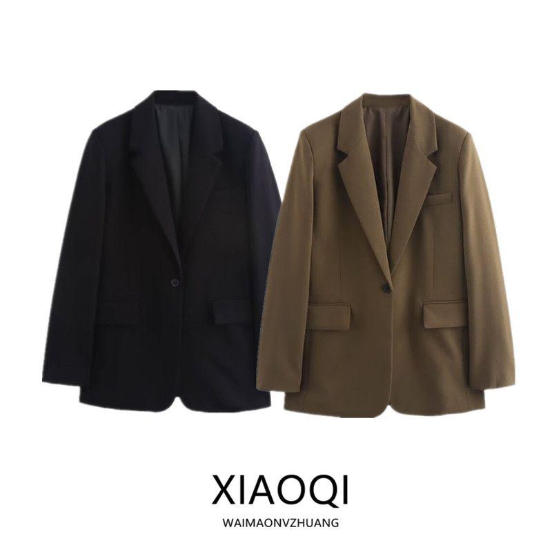Fashion Style 2024 Fall and Winter New Women's Basic Lapel Long Sleeves Casual Suit Jacket 1255887
