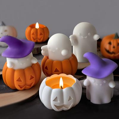 Силиконовая форма для Хэллоуина, эластичная, 3D, тыква, форма для ароматических свечей, многоразовая, для гипсовых украшений, смоляных украшений