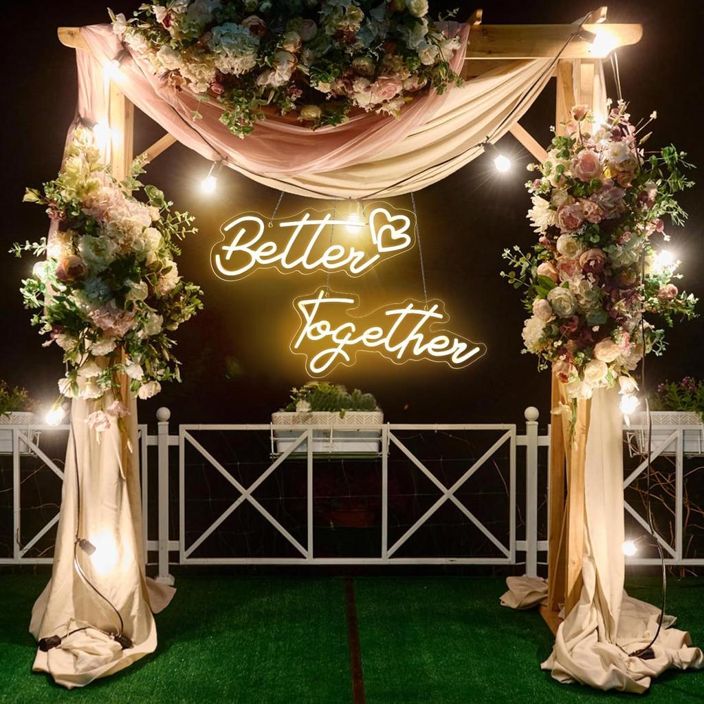 31-дюймовые большие неоновые вывески Better Together, неоновые огни Better Together для декора стен с регулировкой яркости, работающие от USB/батареи, светодиодные вывески с теплым белым светом