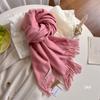 2024 New Scarf Women's Autumn and Winter Solid Color Imitation Cashmere Student Long Style Big Shawl for Warmth and Dual-use Thick Scarf