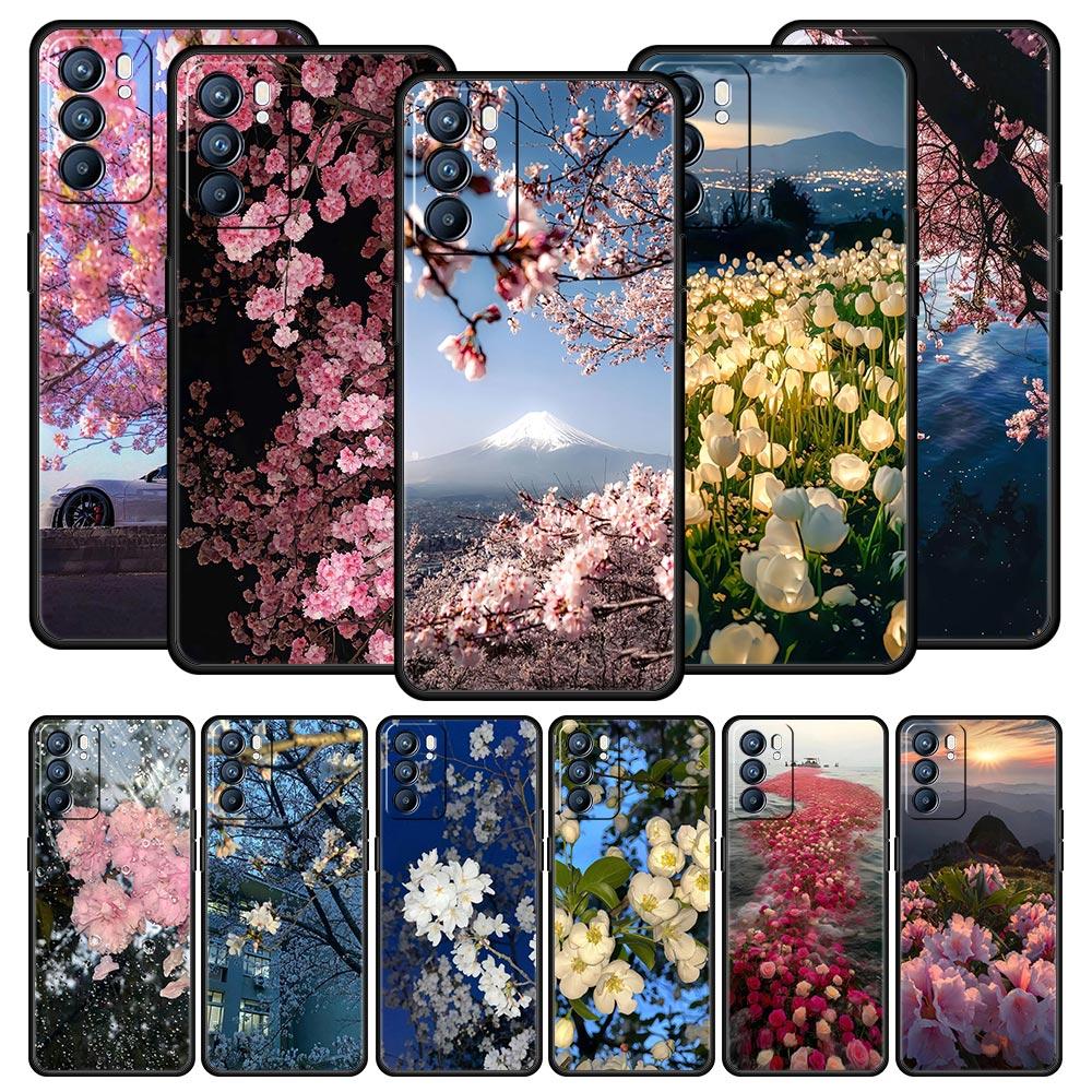 Чехол 'Цветочное море Розовое Сакура' Для Oppo Reno14 Reno13 Reno12 11 F 10 Find X5 X9 Pro A54 5G A53 A9 A16 A78 4G A80 A98