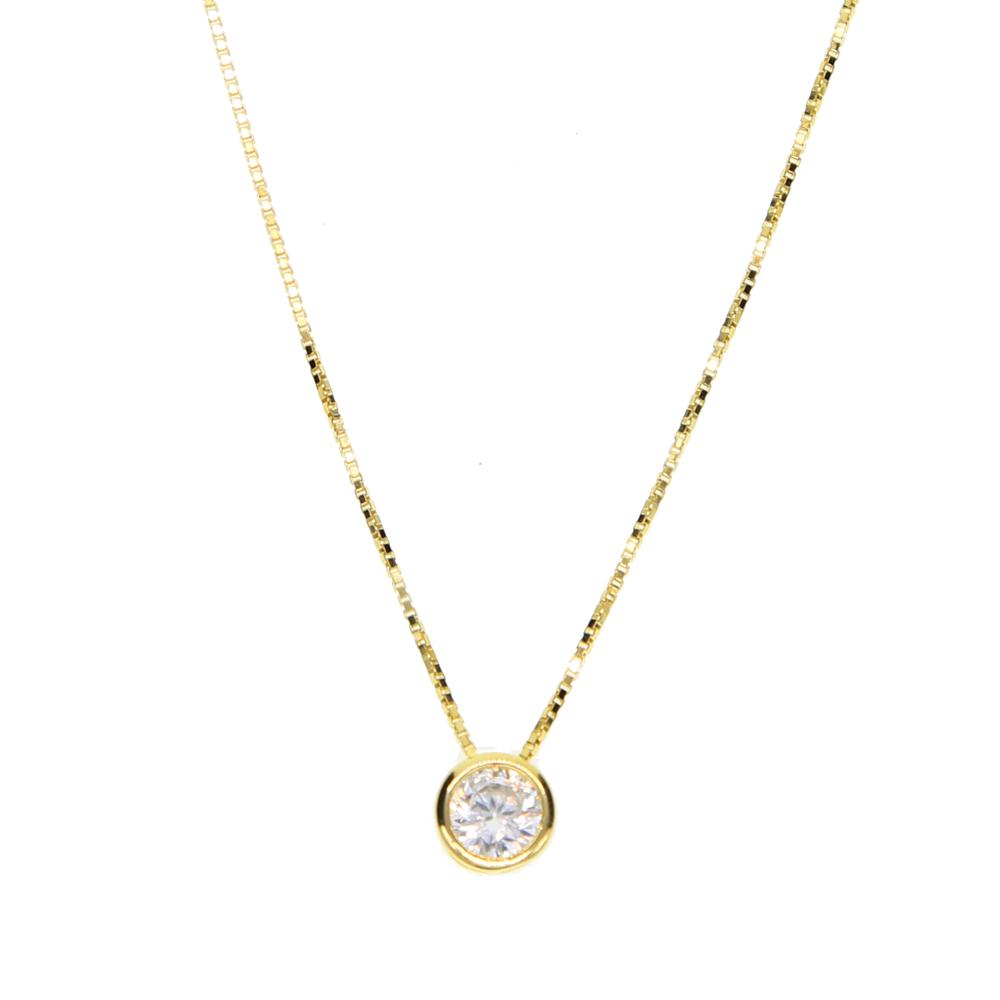 Изящная цепочка-коробка с одним камнем-солитером из фианита и серебра 925 пробы, оправа 5 мм, ожерелье с одним камнем из фианита 925 пробы