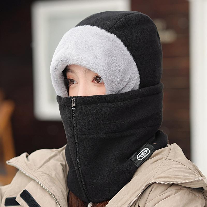 Hat women's new winter scarf integrated cycling electric vehicle cold and warm artifact windproof Lei Feng hat