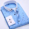 Новая мужская рубашка с длинным рукавом в клетку и цветочным принтом Slim Fit - Корейская повседневная мода