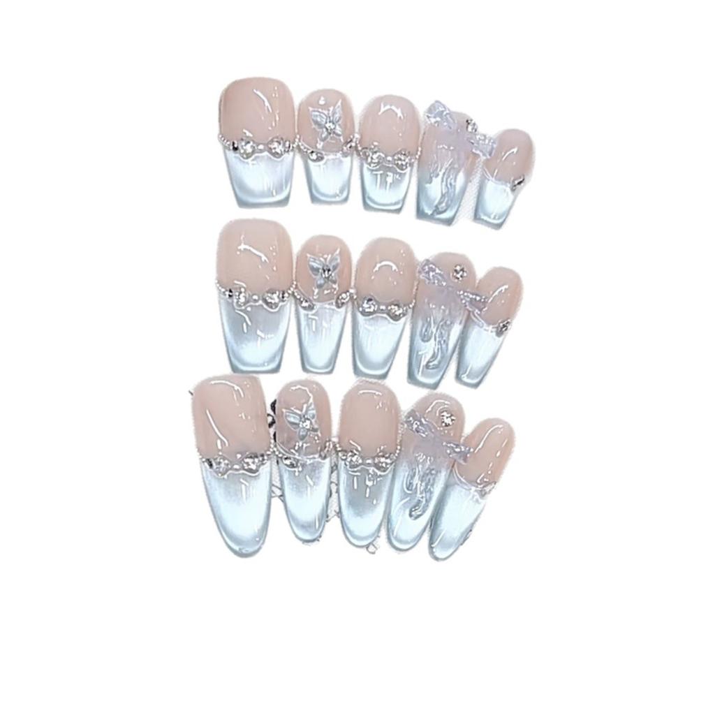 Pure Hand-dressed Armor Spring and Summer New Summer Blue Sea Ice-transparent Cat Eye Pure and Lustful Manicure Sticker