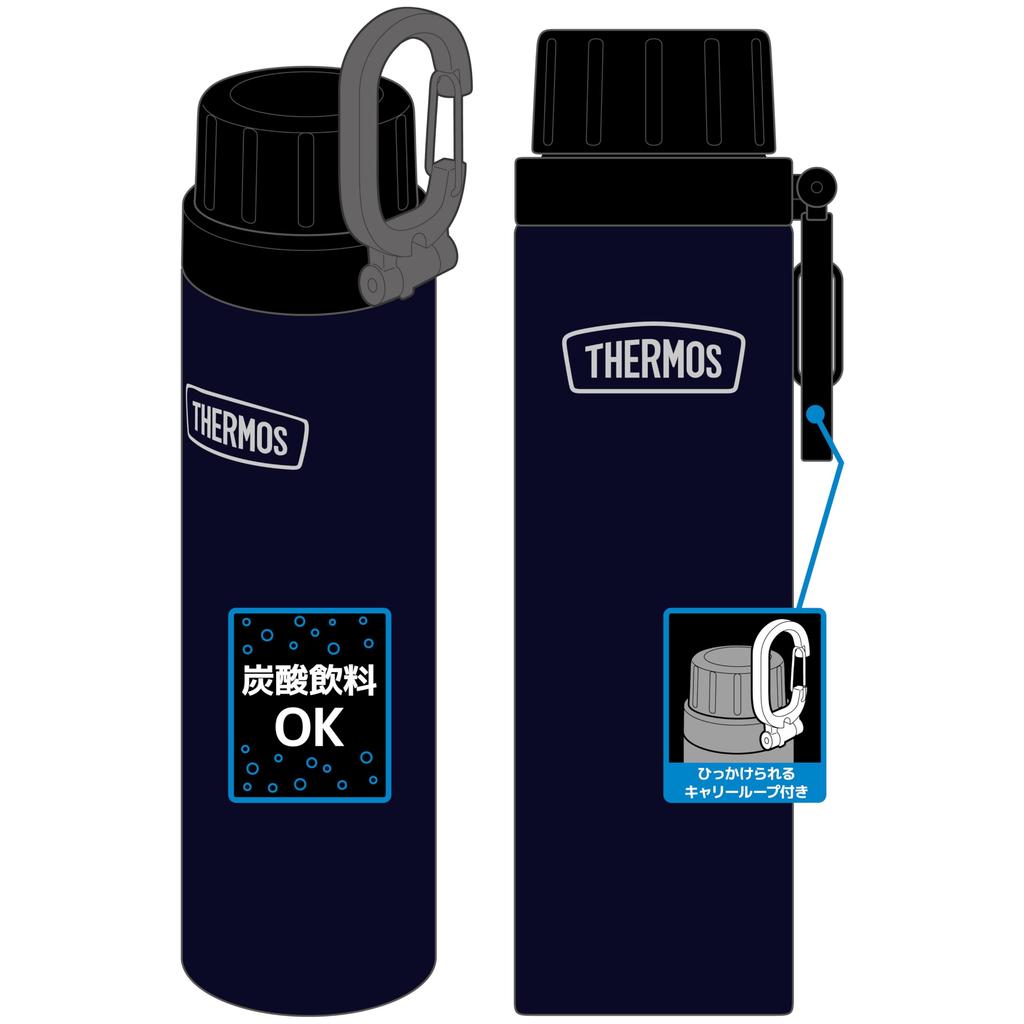 Thermos Outdoor Series Water Bottle Cold Carbonated Beverage Bottle with Carry Loop 500ml Clear Stainless Steel Cold Storage Only CS RBAA-500