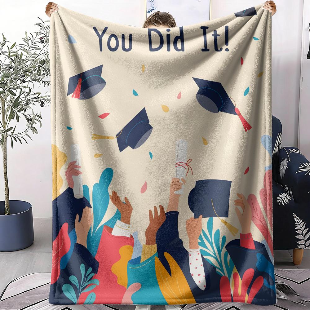 Graduation season Throw Soft Flannel AC Blanket Lightweight Summer Nap Throw Cozy Blanket for Sofa Bed Travel Home
