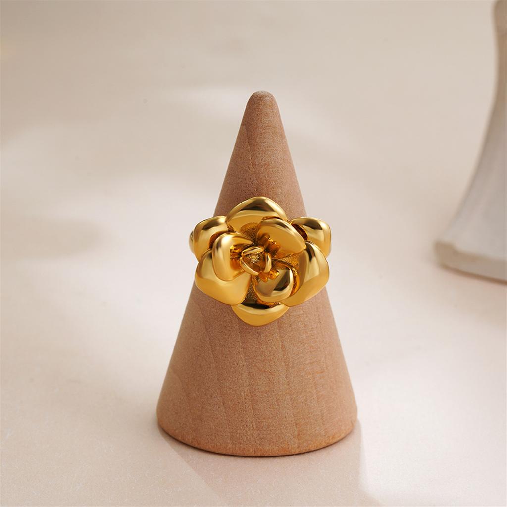 Шикарное кольцо с цветочным декором в виде камелии и розы, изысканное, с покрытием из 18-каратного золота, кольца с камелиями и розами для коллекционеров ретро-украшений