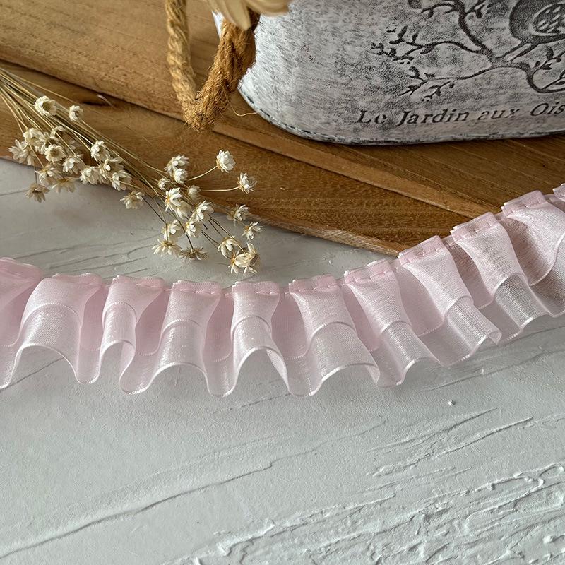 Манжеты воротника с оборками, двухслойная кружевная отделка из снежной пряжи шириной 4 см