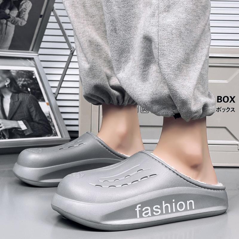 Мужские зимние тапочки Plus Velvet с толстой подошвой, классические нескользящие домашние теплые туфли, мягкие эластичные удобные хлопковые туфли для пар