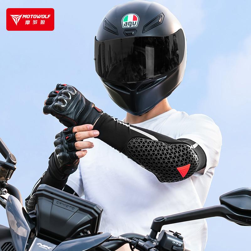 MOTOWOLF Летние дышащие мотоциклетные налокотники Эластичный мотоциклетный протектор локтя для мотокросса Велосипедный рукав для рук MTB Мотоциклетное снаряжение