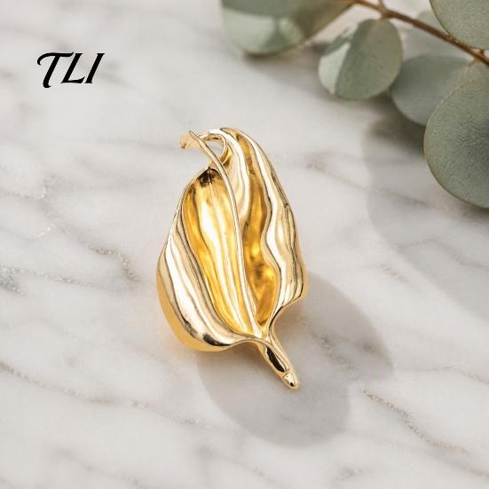 Metal Shirt Pin Irregular Leaf Alloy Brooch Pin, Silver Golden Plated Leaves Lapel Clothing Jewelry Accessory for Women Men Elegant