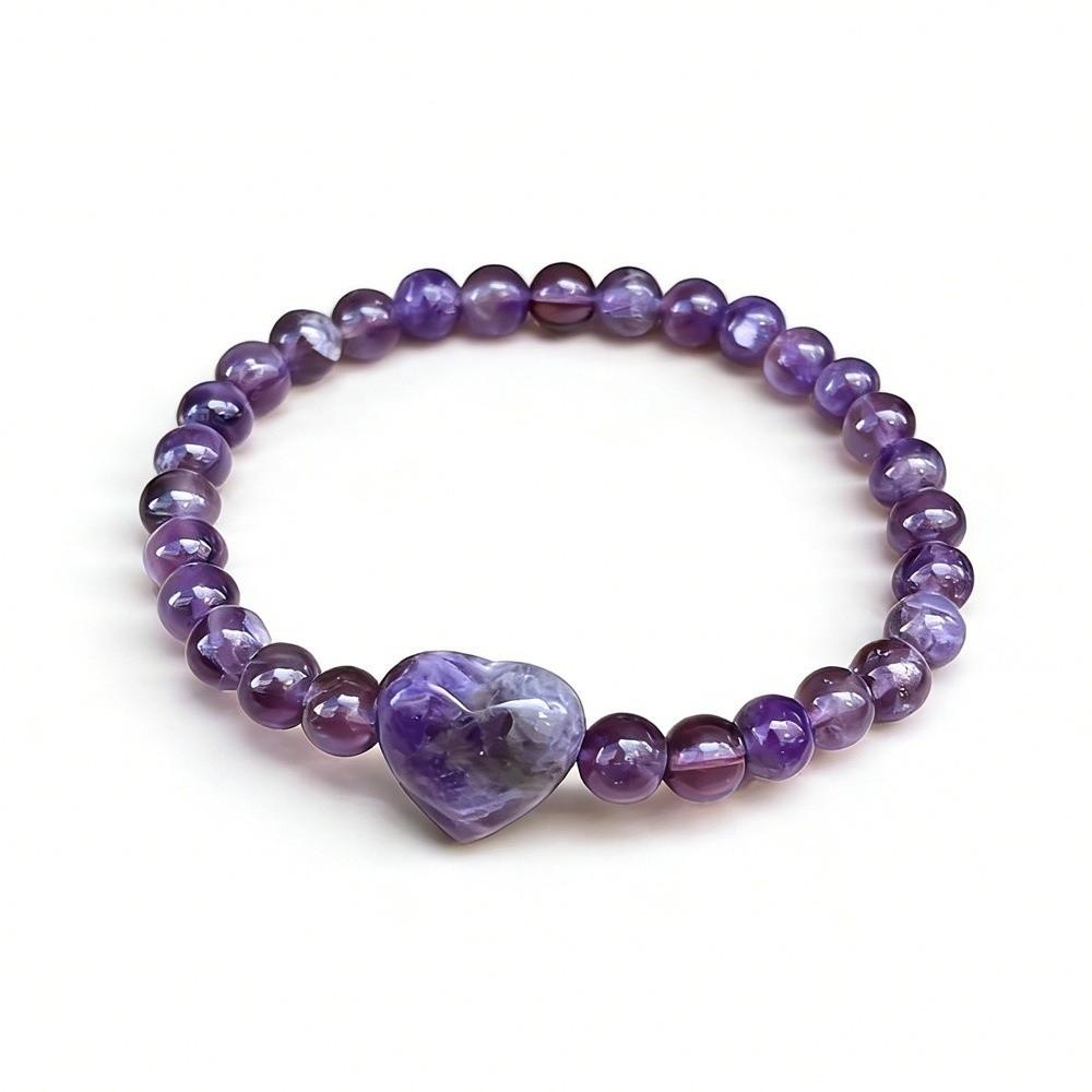 Natural Stone Beaded Bracelet Heart Couple Bracelet Elegant Strand Bracelets Women Lovers