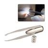 Stainless Steel Makeup LED Light Slant Tip Hair Removal Eyelashes Eyebrow Tweezers Makeup Tool with Battery