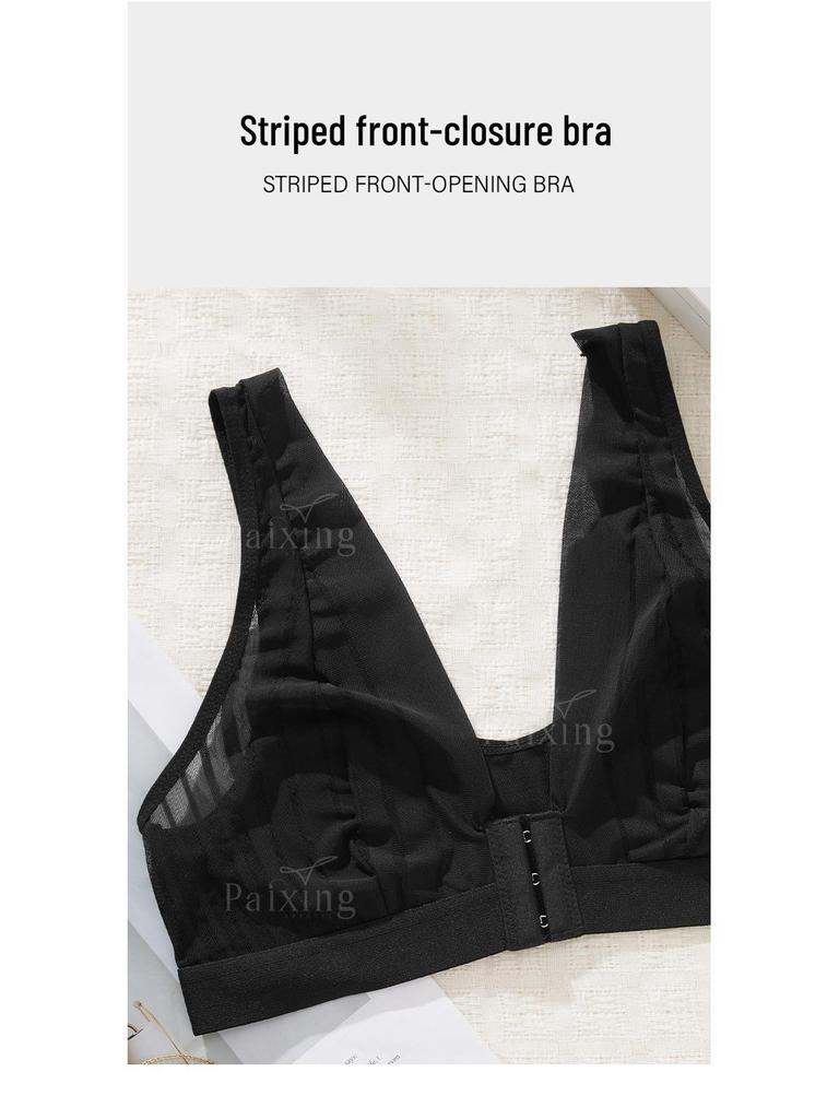 Front-Closure Push-Up Lace Bra for Small Busts - European & American Style, Wire-Free, Nude Feel, Plus Size Available