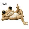 Lazy Frog Figurine Funny Lounge Resin Figurine, Whimsical Statue, Novelty Stress Relief Gift Desk Ornament for Office Bedroom Patio Balcony